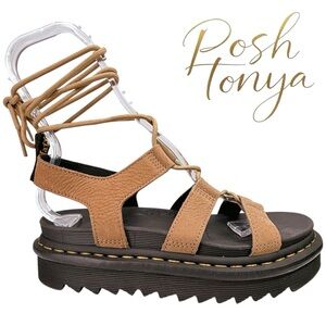 Dr Martens Nartilla Lace Up Gladiator Sandal Tan Size 9 Coastal Streetwear